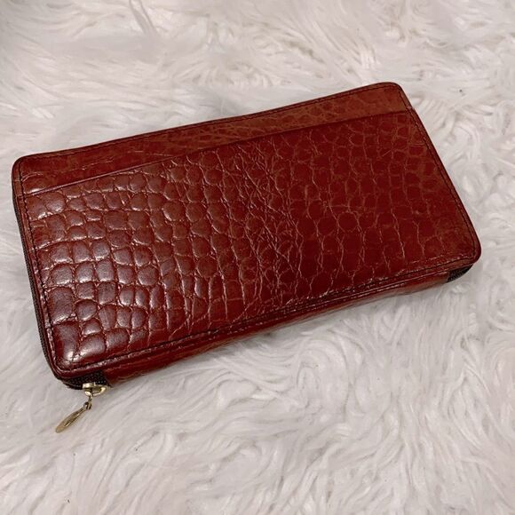 TUSK zip around long line wallet embossed leather slip/zip exterior pockets - Picture 1 of 8